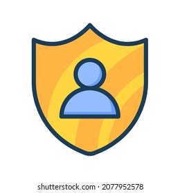 user privacy shield protection safety single isolated icon with filled line style