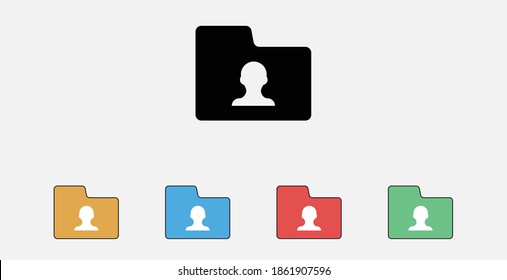 Benutzerdefiniertes Ordnersymbol. Profilordner-Symbol-Web. Set von bunten Design-Symbolen
