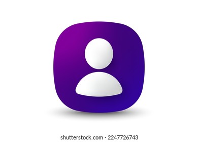 User profile 3d icon. Avatar or person button. Profile picture, portrait symbol. Neutral gender silhouette icon. 3d square button with avatar photo. Blank profile silhouette. Vector