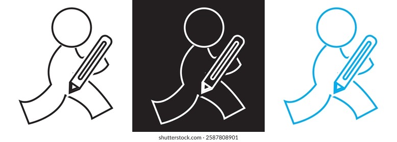 User profile account with pencil edit sign icon.  isolated on white and black background. Vector illustration. EPS 10