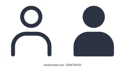 Conjunto de iconos simples de usuario, Perfil o Cuenta diseñados en estilo de relleno, contorno, línea y trazo