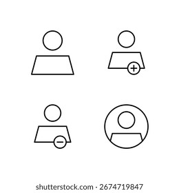 User Profile User Add and User Remove Icon Set for Mobile Application