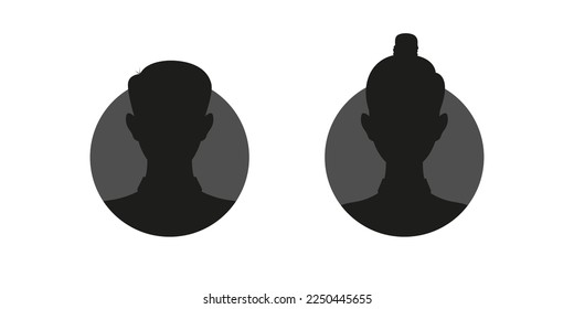 User profile avatar in circle icon. Male and female silhouette in round shape for anonymous social media man and woman profile.