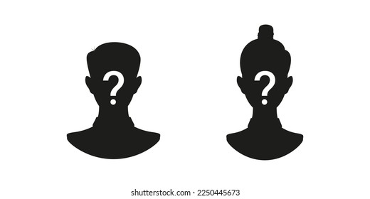 Benutzerprofil Avatar in Kreis Symbol, männliche und weibliche Silhouette in runder Form für anonyme Internet Social Media Mann und Frau flache Illustration.