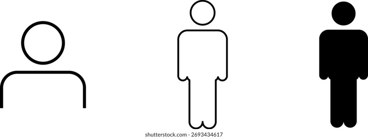 Conjunto de iconos de avatar de perfil de usuario, símbolo de perfil en estilos sólidos y de contorno, Vector de icono de persona plana diferente. Conjunto de iconos de grupo de Personas