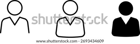 User profile avatar icon set, profile symbol in solid and outline styles, different flat person icon vector. People group icon set