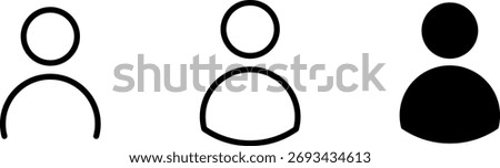 User profile avatar icon set, profile symbol in solid and outline styles, different flat person icon vector. People group icon set