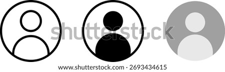User profile avatar icon set, profile symbol in solid and outline styles, different flat person icon vector. People group icon set