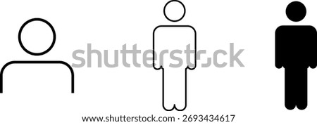 User profile avatar icon set, profile symbol in solid and outline styles, different flat person icon vector. People group icon set