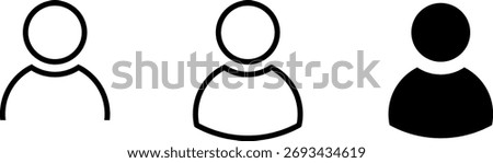 User profile avatar icon set, profile symbol in solid and outline styles, different flat person icon vector. People group icon set