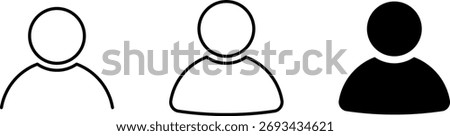 User profile avatar icon set, profile symbol in solid and outline styles, different flat person icon vector. People group icon set