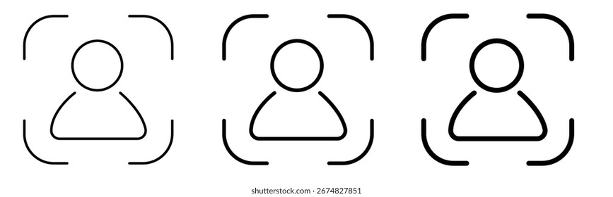 Iconos del avatar del perfil del usuario con el contorno del marco del foco aislado en la Ilustración vectorial blanca del fondo