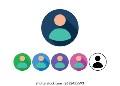 User profile avatar icons in various colors for websites and mobile app design