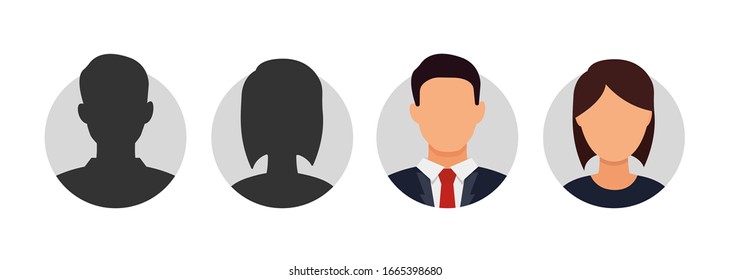 User profile or avatar illustrations. Man and woman icon