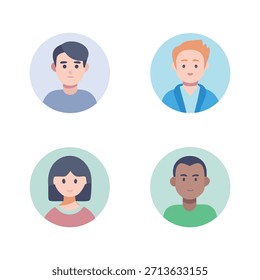 Ilustración vectorial de iconos de estilos de avatar de perfil de usuario