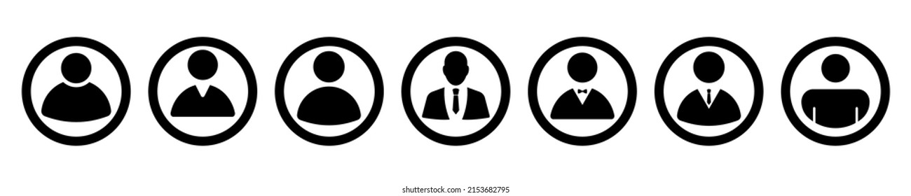 User, profile, avatar vector icons for website. Black pictograms for web apps. Vector 10 EPS.