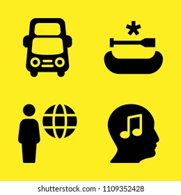 user, profile, bus and canoe vector icon set. Sample icons set for web and graphic design