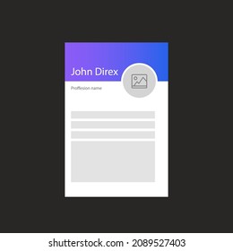 The user profile card for the website. Web interface template. User interface. Vector illustration.