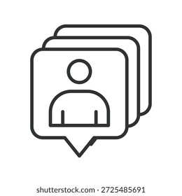 Cartões de perfil de usuário, ícone em design de linha. perfis, usuários, identidade, conta, contatos, pessoas, cartões no vetor de fundo branco. Ícone de traçado editável de cartões de perfil