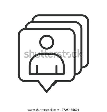 User profile cards, icon in line design. profiles, users, identity, account, contacts, people, cards on white background vector. Profile cards editable stroke icon