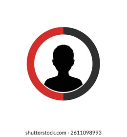 User Profile Circle Icon With Red And Black Progress Indicator Graphic