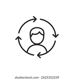 User Profile with Circular Arrows for Continuous Growth and Personal Development