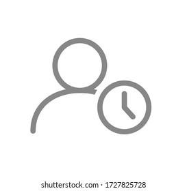User profile with clock line icon. Public navigation, waiting list symbol symbol