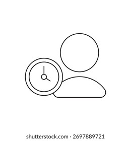 Perfil de usuário com relógio, representando agendamento ou controle de tempo.