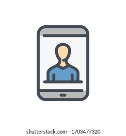 User Profile color line icon. Mobile Phone with Person vector outline colorful sign.