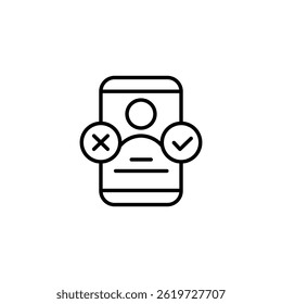 User profile confirmation or rejection icon displayed on digital device