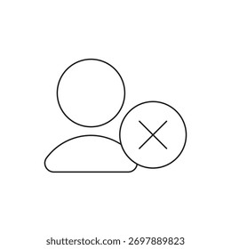 User profile with cross sign, indicating rejection or deletion.