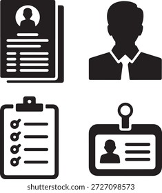 Ícones de crachá e lista de verificação de currículo do perfil do usuário