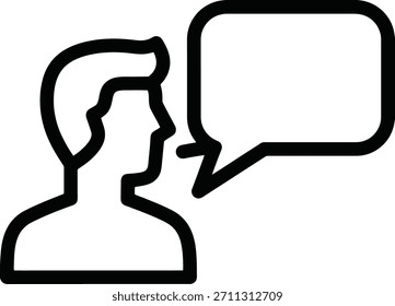 Vector de icono de chat de diálogo de Perfil de usuario. Icono que representa un encabezado de perfil de usuario con una burbuja de chat, que representa el diálogo individual, la comunicación personal y la interacción social.