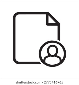 User Profile Document Icon, Account File Outline, Personal Record Line Art