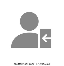 User profile with entrance sign grey icon. Account login symbol
