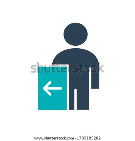 User profile with exit sign colored icon. Public navigation symbol