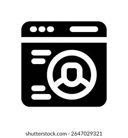 user profile glyph icon. Strong and solid vector icon for websites, mobile interfaces, presentations, and visual branding. High quality and easy to edit.