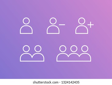 User Profile Group Set Icon Symbol. Add / Remove user. Team. Vector
