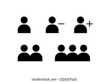 User Profile Group Set Icon Symbol. Add / Remove user. Team. Vector