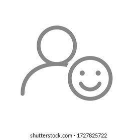 Benutzerprofil mit Happy Face Line Icon. Lächeleistung, Feedback-Symbol