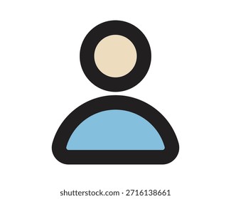 User Profile Icon with Beige Head and Blue Torso for Digital Identity and Account Interfaces – High Quality Vectorial Stock Image