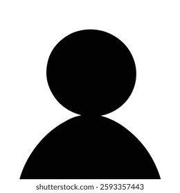 User profile icon. Black silhouette on gray. Simple, minimalist design for avatar or account representation. Vector illustration.