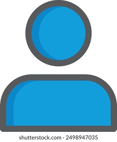 Icono de perfil de usuario con círculo azul y rectángulo redondeado, Formas geométricas simples con contornos grises.