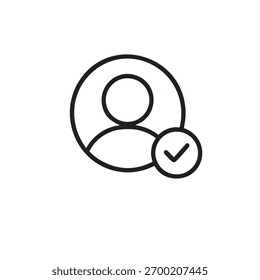 Icono de perfil de usuario con una marca de verificación que indica verificación o Estado de Cuenta.