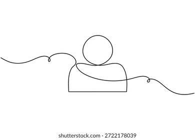 User profile icon continuous one line drawing on white background minimalist avatar account symbol outline vector illustration