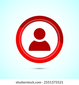 User profile icon design illustration, User profile avatar, Red Color Button Design
