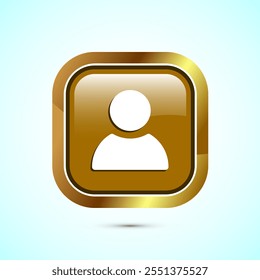 User profile icon design illustration, User profile avatar, Gold Color Square Button Design