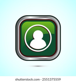 User profile icon design illustration, User profile avatar, Green Color Square Button Design
