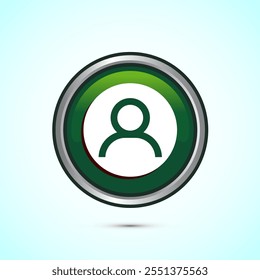 User profile icon design illustration, User profile avatar, Green Color Round Button Design