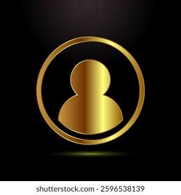 User profile icon design illustration, User profile avatar, gold color style